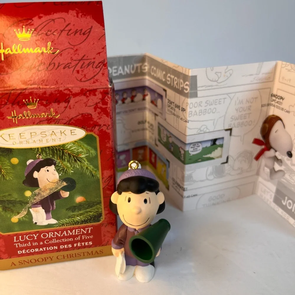 Hallmark Keepsake Peanuts Snoopy Joe Cool 1998 Charlie Lucy Christmas Ornaments.
